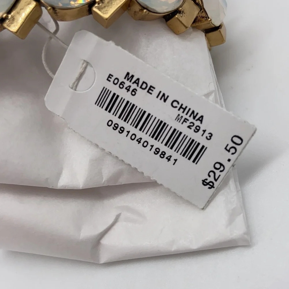 J. Crew Factory Opalescent Teardrop Large Rhinestone Stretch Bracelet - New - Picture 3 of 4